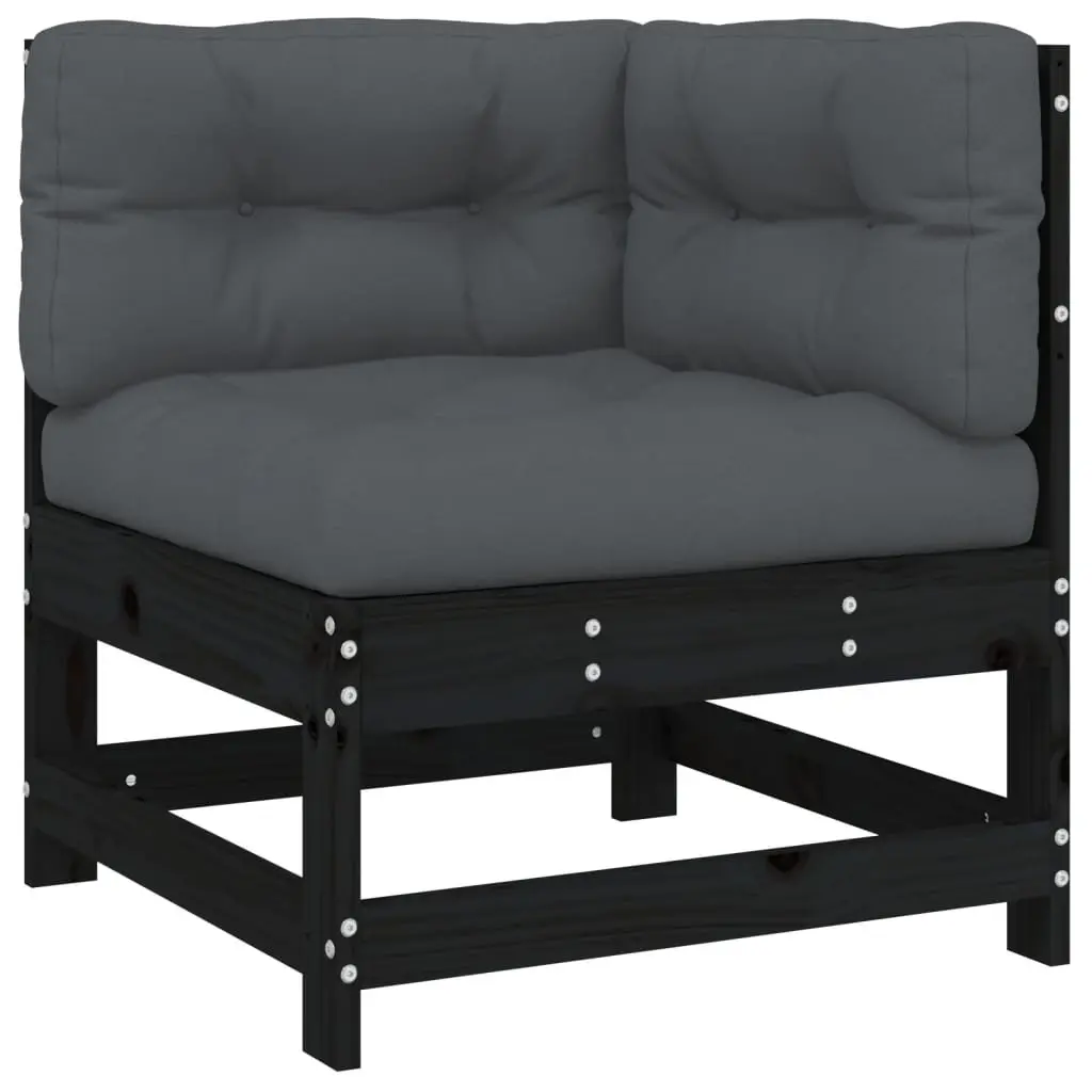 Garden Lounge Set 4 Piece Outdoor Seating Black Wood Sofa with Cushions