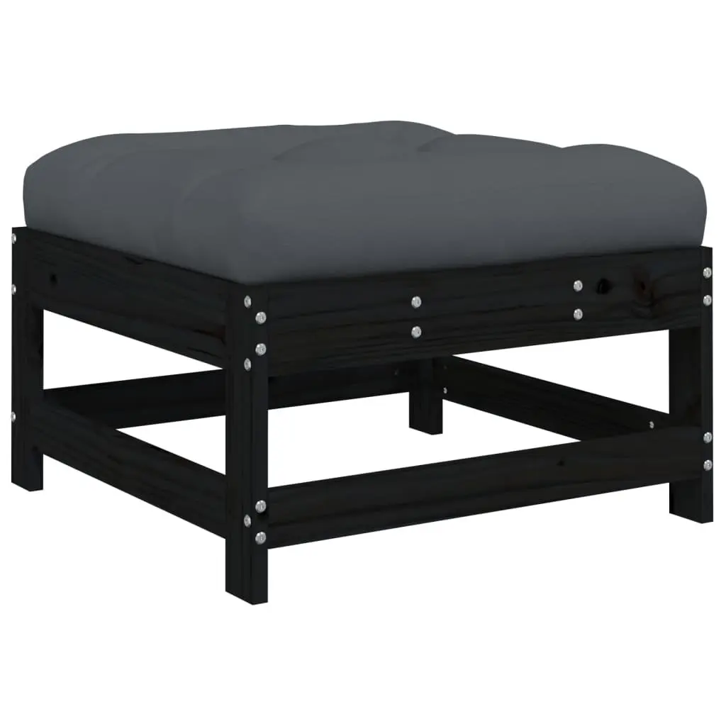 Garden Lounge Set 4 Piece Outdoor Seating Black Wood Sofa with Cushions