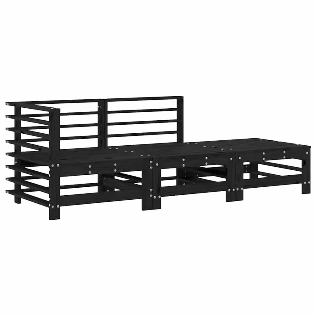 Black Wood Garden Lounge Set with Cushions