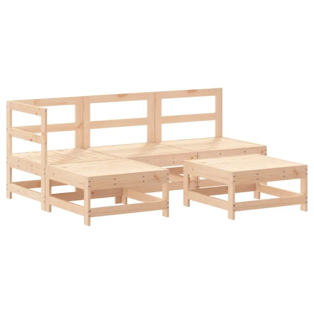 5 Piece Lounge Set with Solid Wood Construction