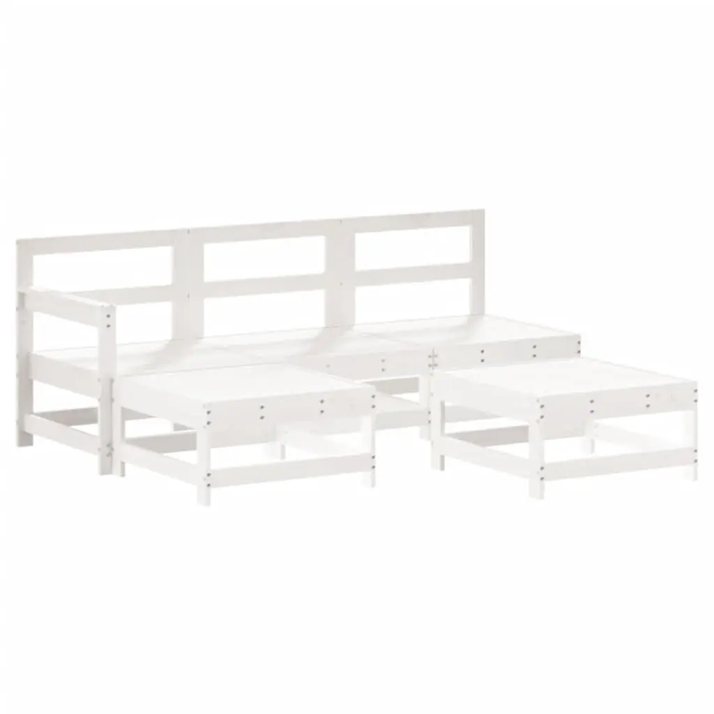 Garden Lounge Set 5 Piece Outdoor Furniture Cushions White Wood