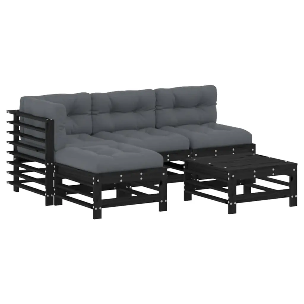 Garden Lounge Set 5 Piece Outdoor Furniture Patio Sofa with Cushions Black