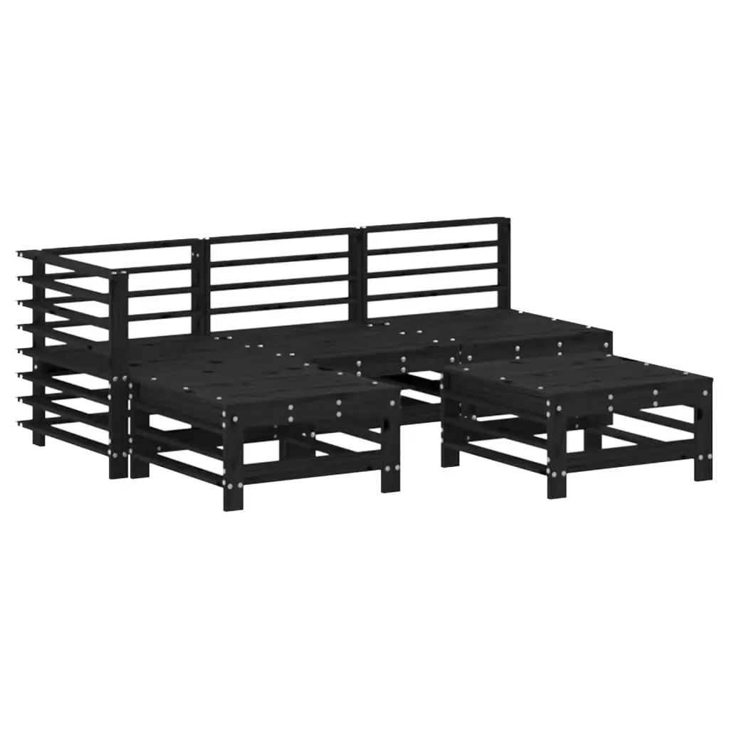 Garden Lounge Set 5 Piece Outdoor Furniture Patio Sofa with Cushions Black
