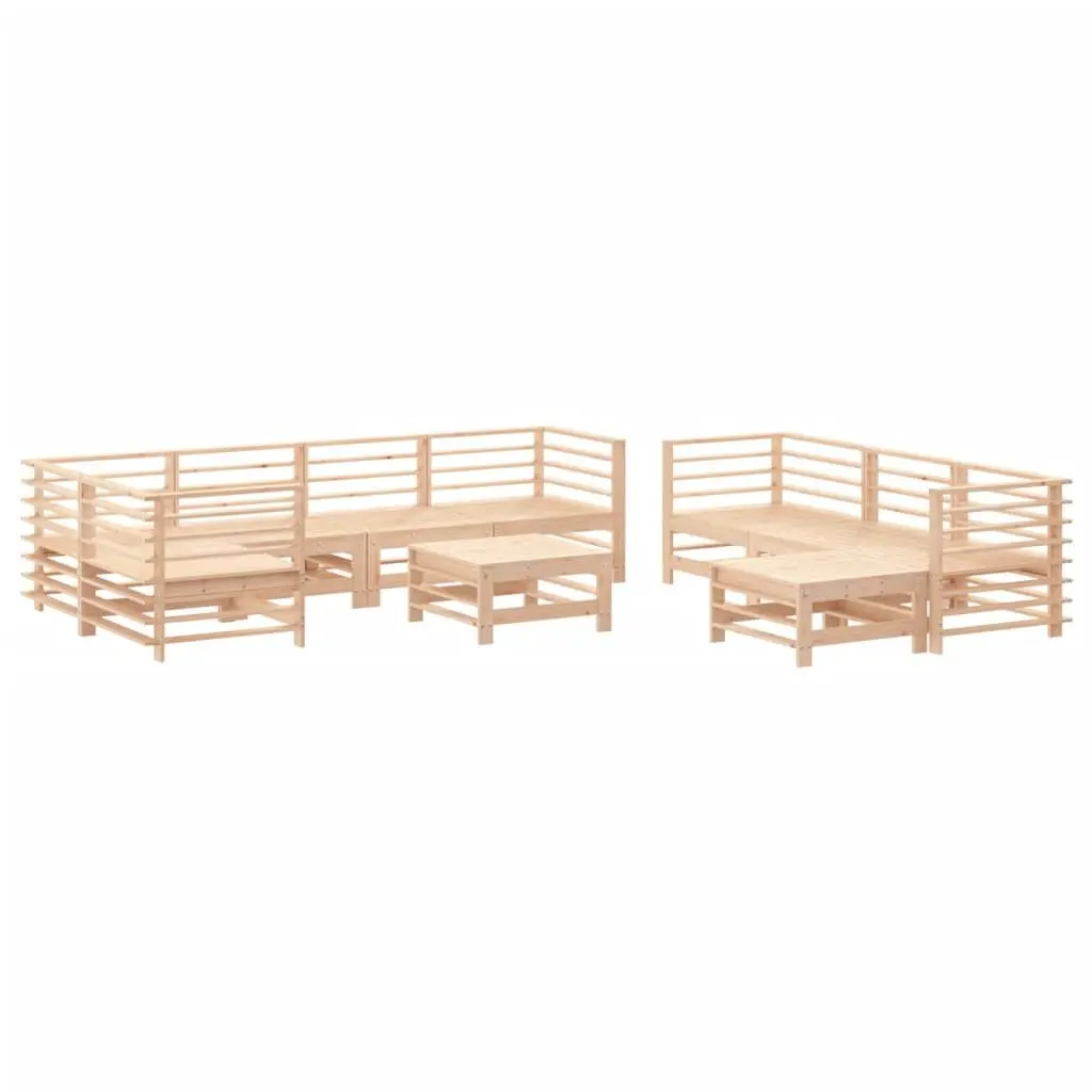 Garden Lounge Set 10 Piece Outdoor Furniture Cushions Solid Wood Brown