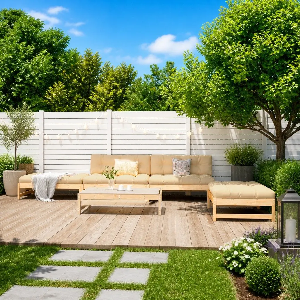 5 Piece Wooden Lounge Set for Outdoor Comfort