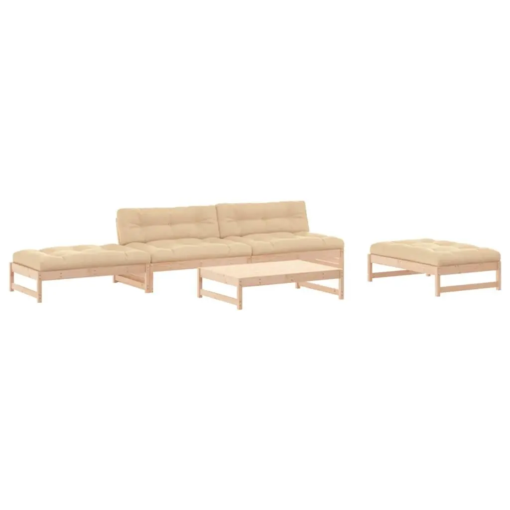 5 Piece Wooden Lounge Set for Outdoor Comfort