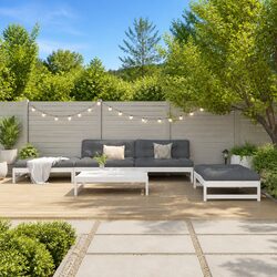 Outdoor Garden Lounge Set 5 Piece White Wood Furniture with Cushions Patio