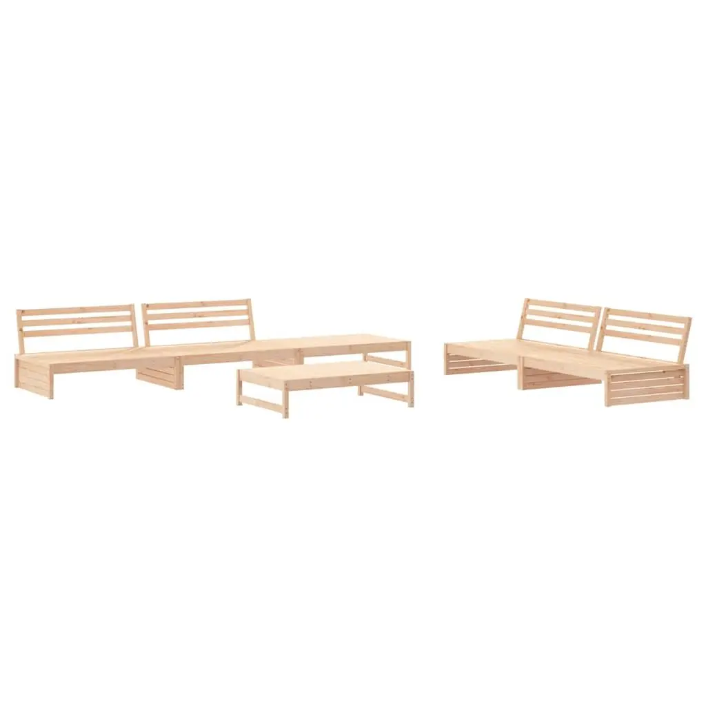 Garden Lounge Set Outdoor Furniture 6 Piece Solid Wood Patio Sofa with Cushions Brown