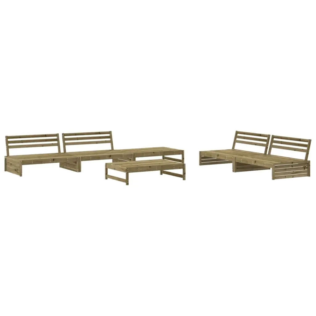 Outdoor Furniture Set 6 Piece Modular Lounge Brown Cushioned Impregnated Pine Wood