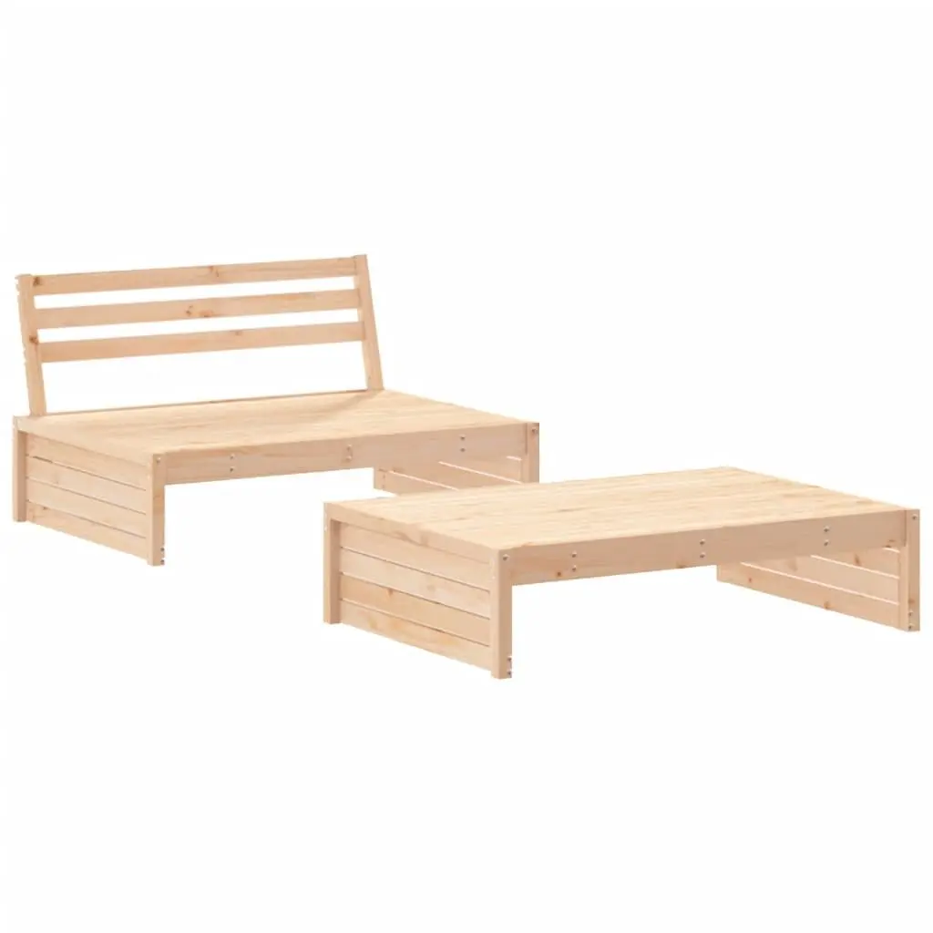 2 Piece Garden Lounge Set with Cushions Solid Wood Patio Outdoor Furniture Brown