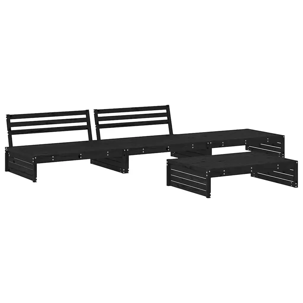 Garden Lounge Set 4 Piece Outdoor Furniture Cushions Black Wooden
