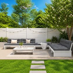 Comfortable 6 Piece Garden Lounge Set with White Cushions
