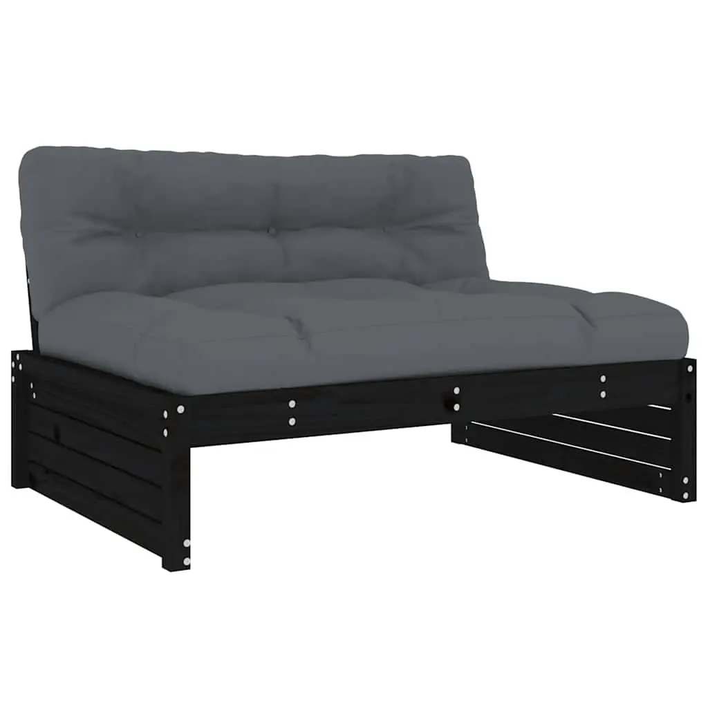 Garden Lounge Set Outdoor Furniture 6 Piece Black Wood with Cushions