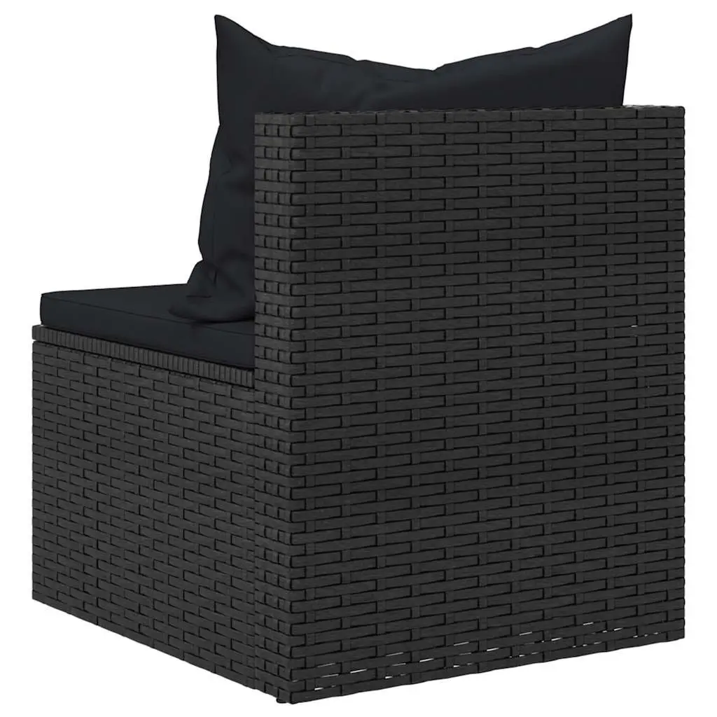 4 Piece Garden Sofa Set Cushions Black Poly Rattan Outdoor Furniture