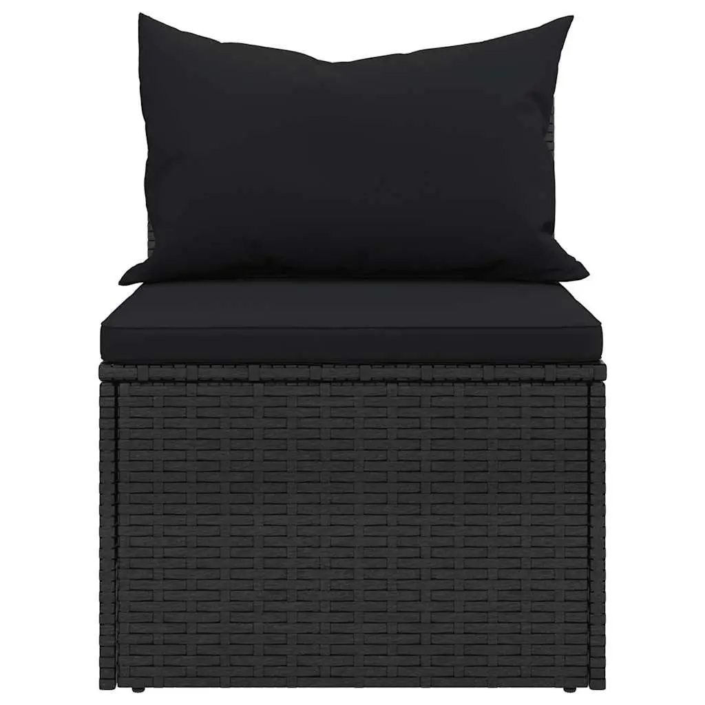 4 Piece Garden Sofa Set Cushions Black Poly Rattan Outdoor Furniture