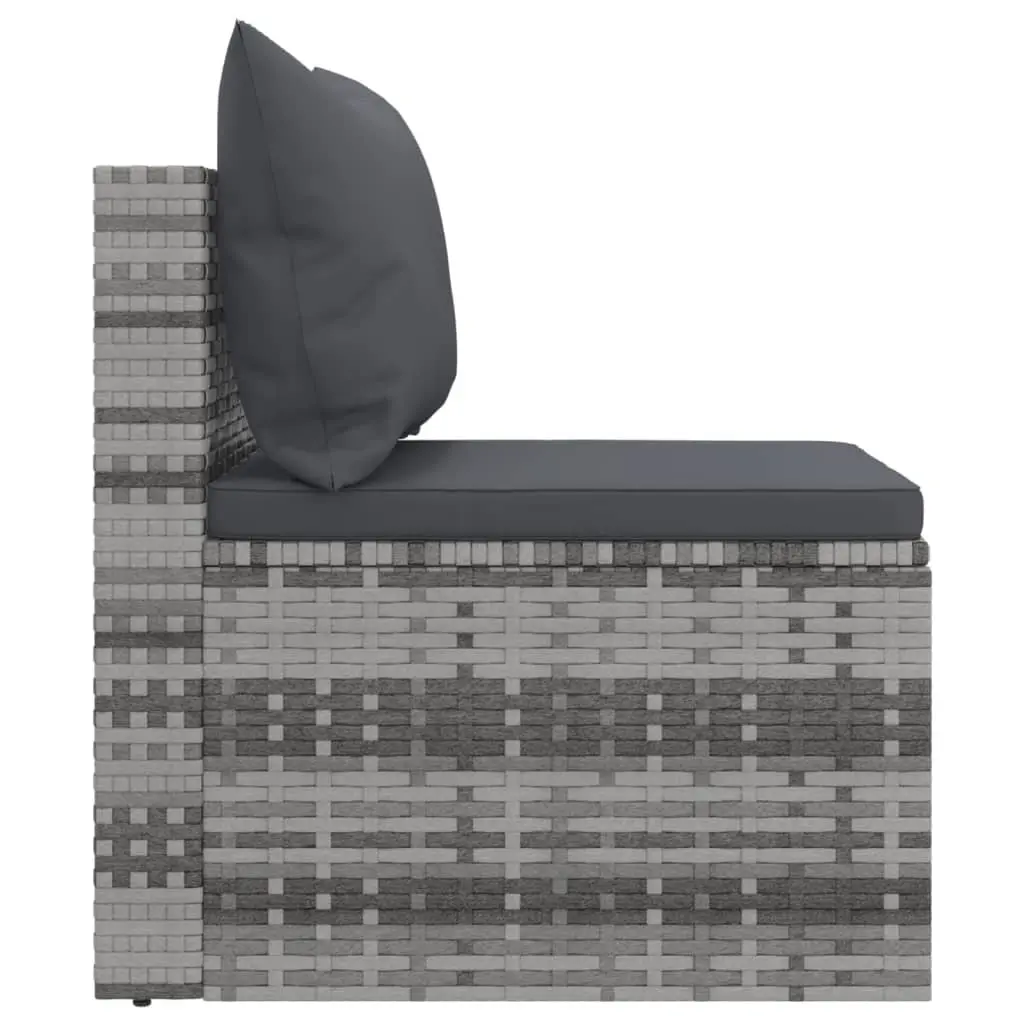 Garden Sofa Set 4 Piece Grey Poly Rattan Outdoor Furniture with Cushions