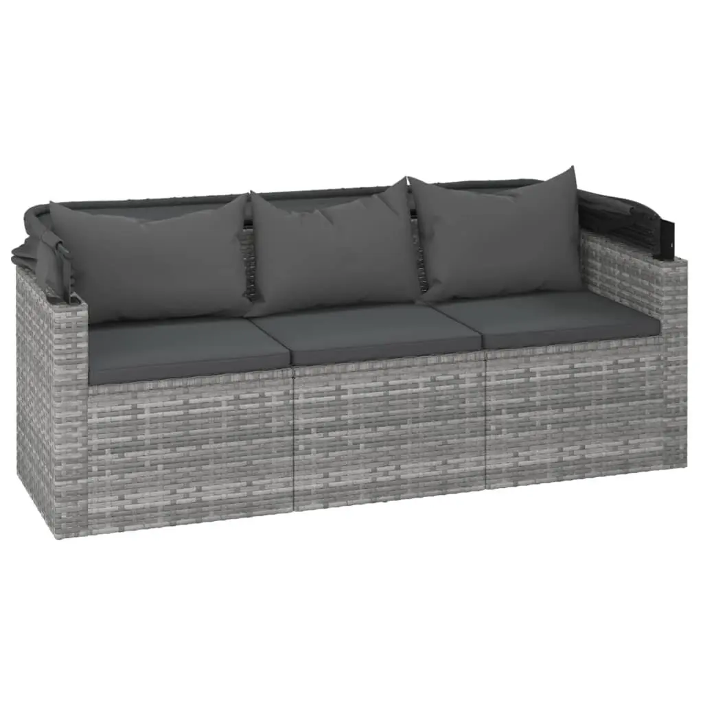 Garden Sofa Set 4 Piece Grey Poly Rattan Outdoor Furniture with Cushions