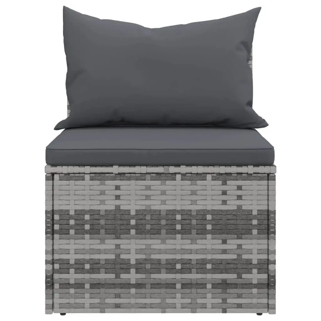 Garden Sofa Set 4 Piece Grey Poly Rattan Outdoor Furniture with Cushions