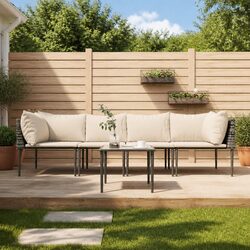 Comfortable 5 Piece Grey Garden Lounge Set