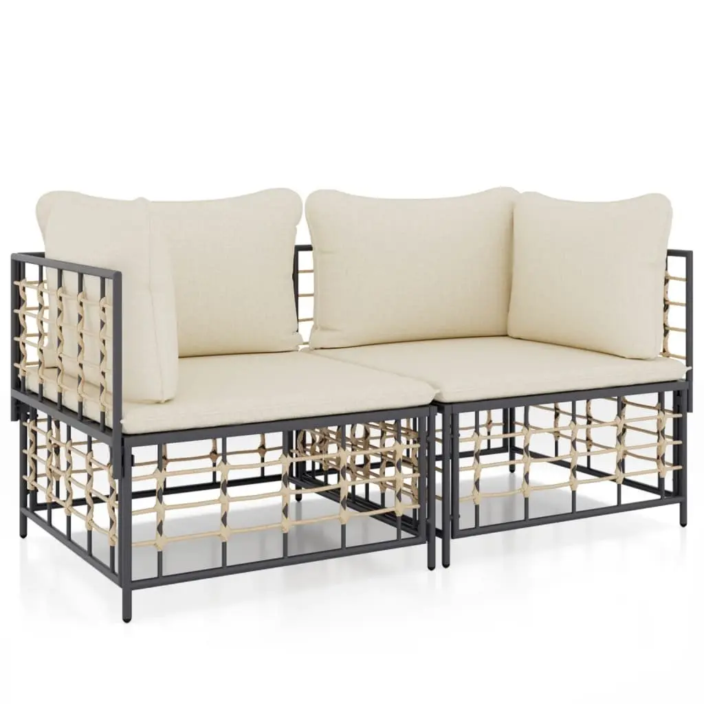 Outdoor Corner Sofa 2 pcs Poly Rattan Garden Lounge Seating Modular Furniture