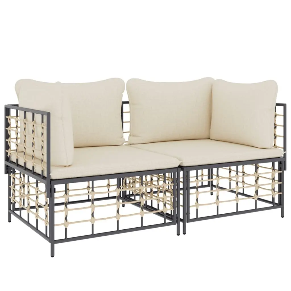 Outdoor Corner Sofa 2 pcs Poly Rattan Garden Lounge Seating Modular Furniture