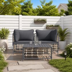 Comfortable 3 Piece Outdoor Lounge Set with Anthracite Finish