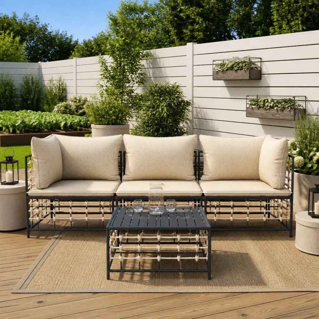 4-Piece Outdoor Lounge Set with Cushions