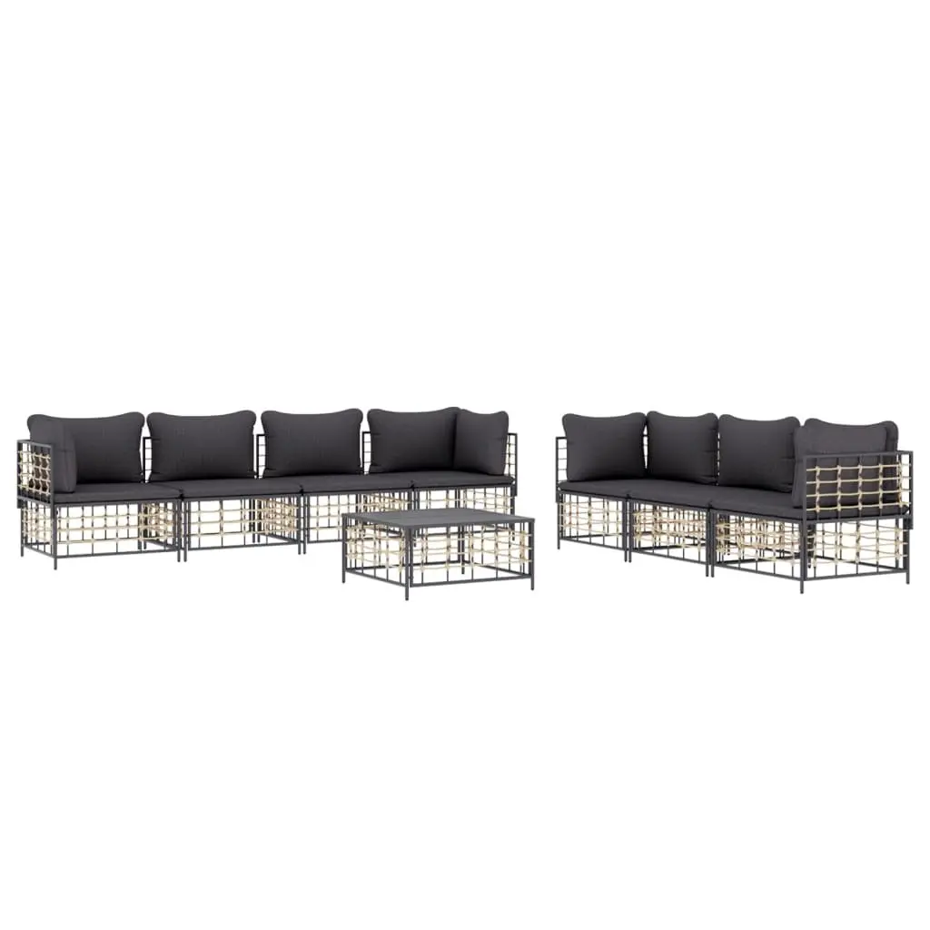 Outdoor Garden Lounge Set 8 Piece Poly Rattan Sofa Seating with Cushions