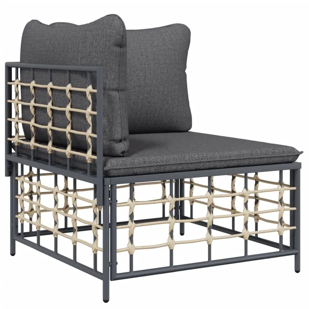 4 Piece Garden Lounge Set Anthracite Poly Rattan Outdoor Sofa with Cushions