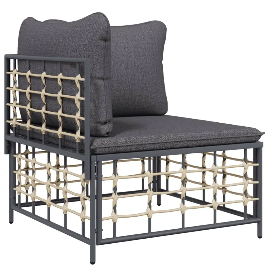 Outdoor Garden Lounge Set 3 Piece Poly Rattan Patio Sofa Seating with Cushions