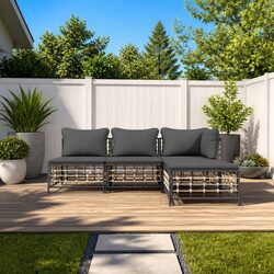Reliable 4-Piece Lounge Set with Cushions for Outdoor Use