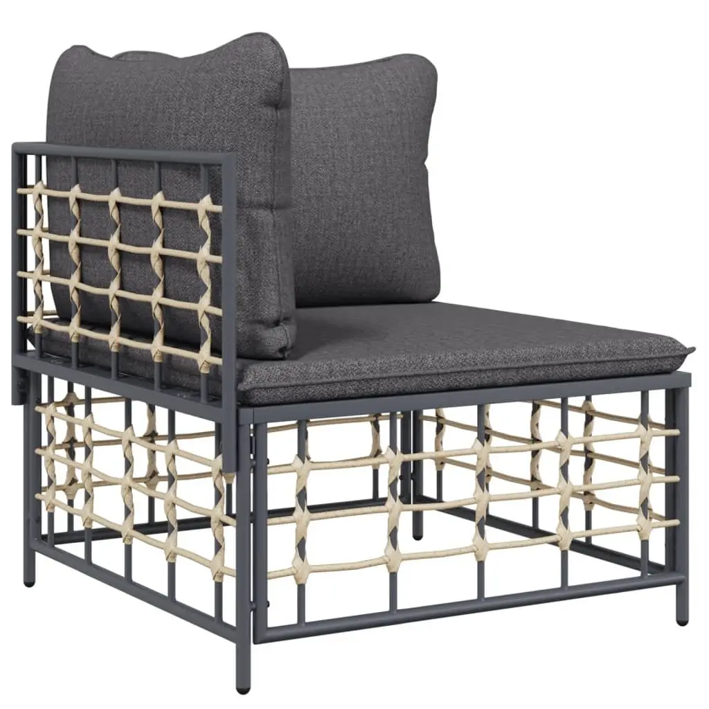 5 Piece Garden Lounge Set Outdoor Seating Sofa Anthracite Poly Rattan