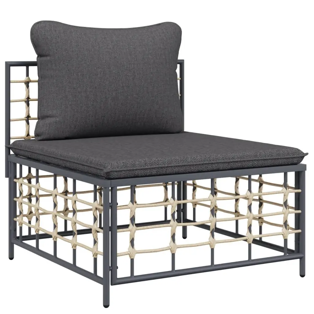 4 Piece Garden Lounge Set Outdoor Seating Anthracite Poly Rattan with Cushions
