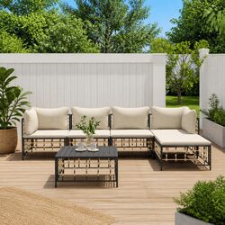 Affordable 6-Piece Outdoor Lounge Set with Cushions