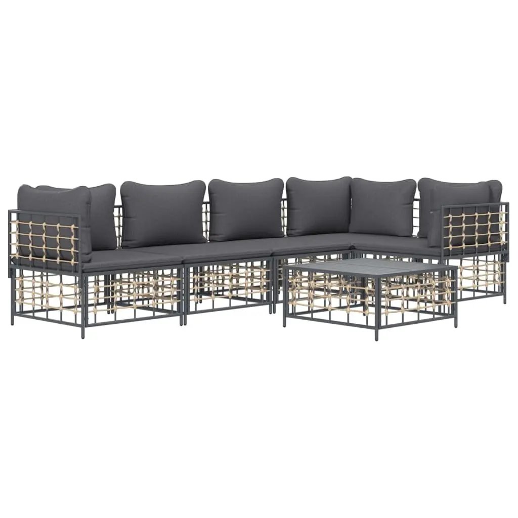 Garden Lounge Set 6 Piece Outdoor Sofa with Cushions Anthracite