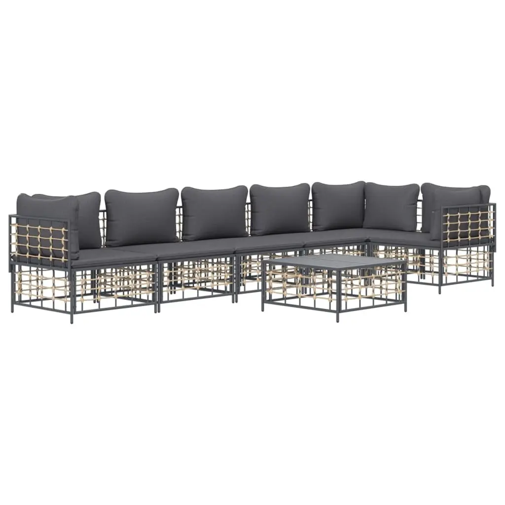 7 Piece Garden Lounge Set Outdoor Seating Modular Anthracite Poly Rattan