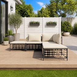 Reliable 5 Piece Garden Lounge Set with Padded Cushions