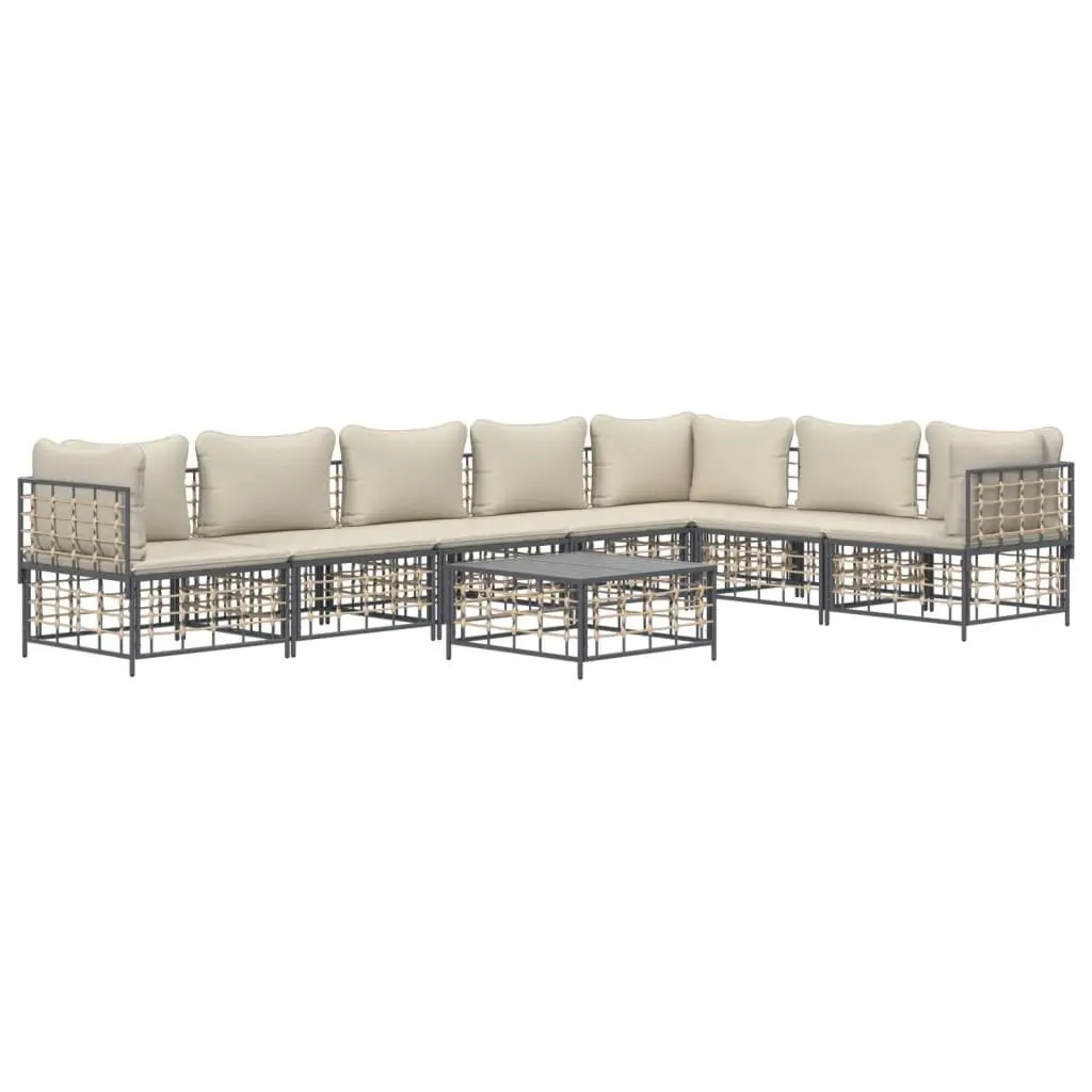 Outdoor Garden Lounge Set 8 Piece Modular Poly Rattan Sofa Anthracite