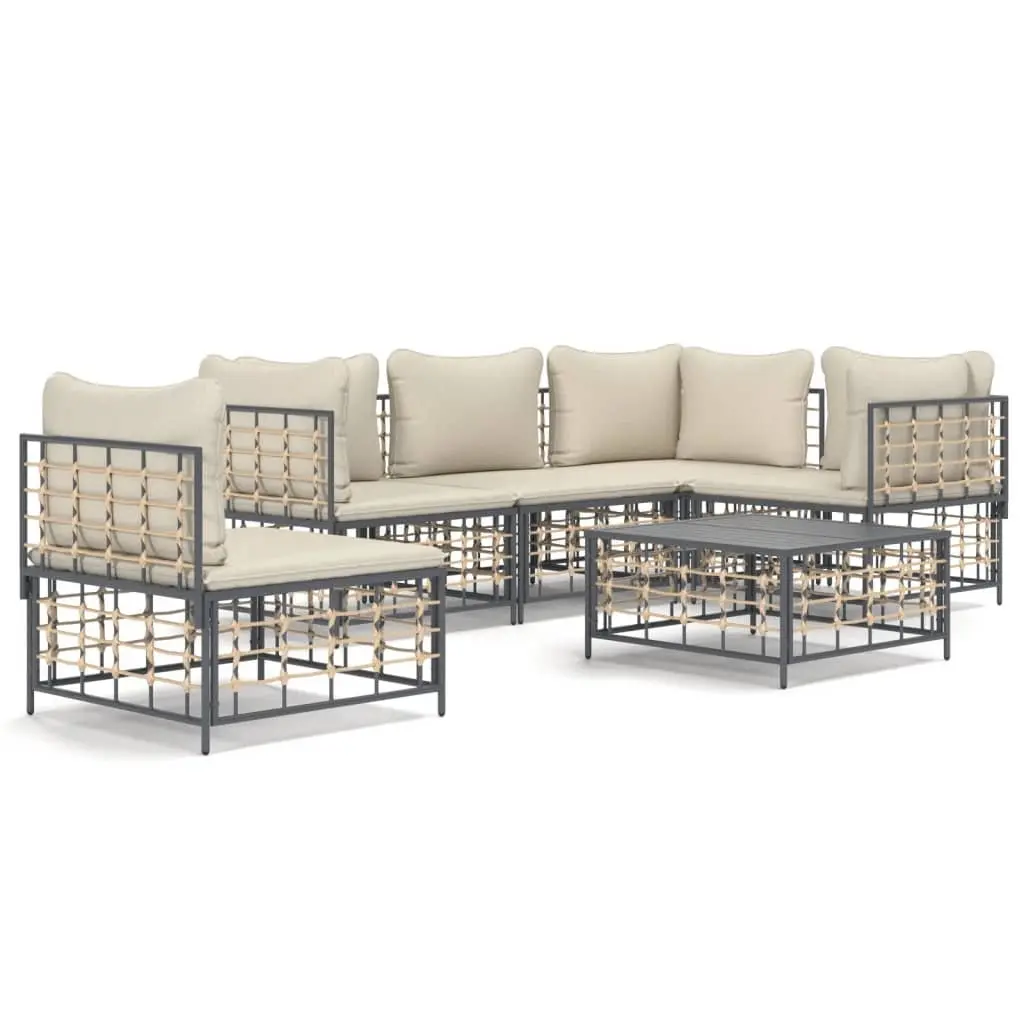 Outdoor Lounge Set 6 Piece Garden Furniture Poly Rattan Anthracite