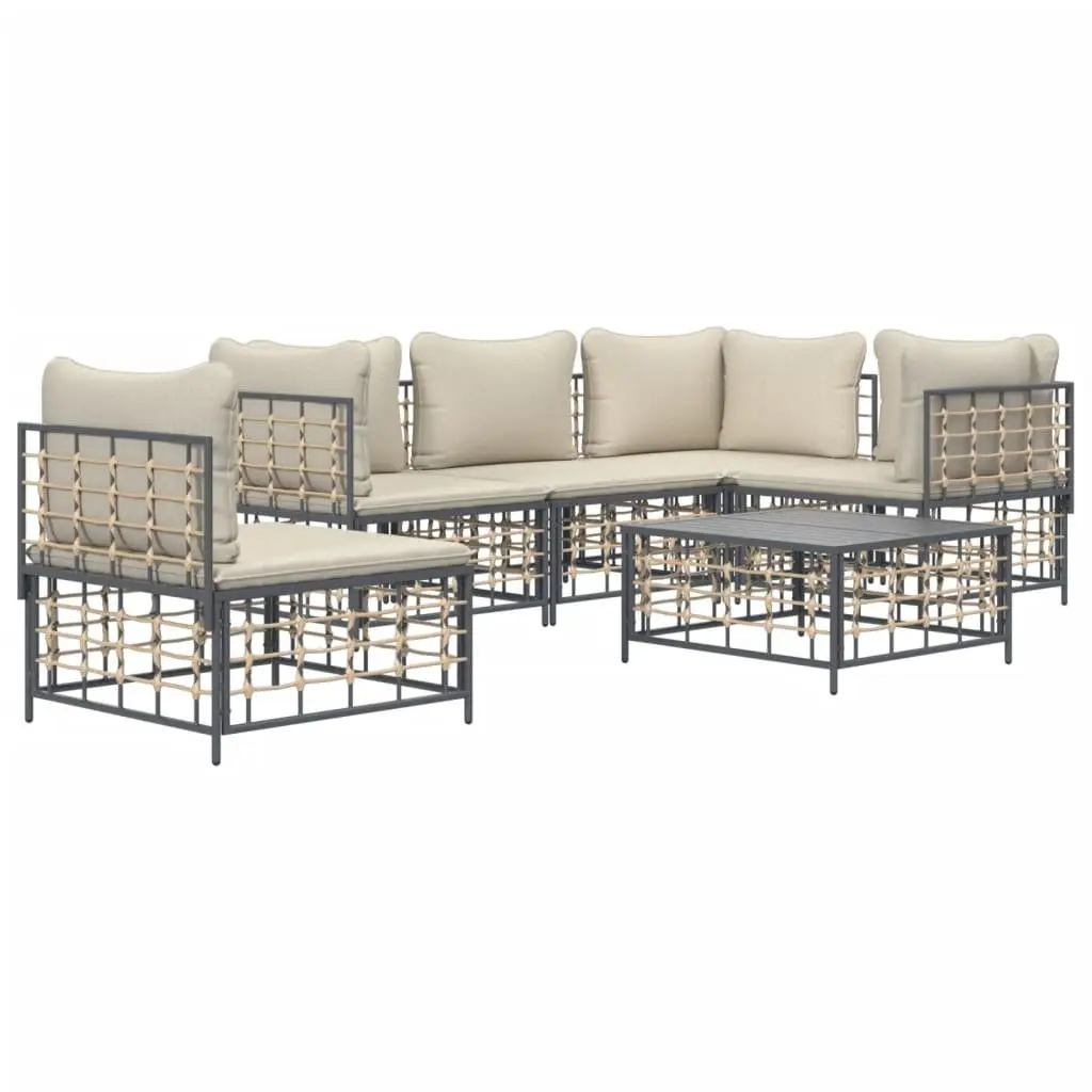 Outdoor Lounge Set 6 Piece Garden Furniture Poly Rattan Anthracite