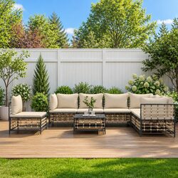 Durable 8 Piece Garden Lounge Set with Cushions