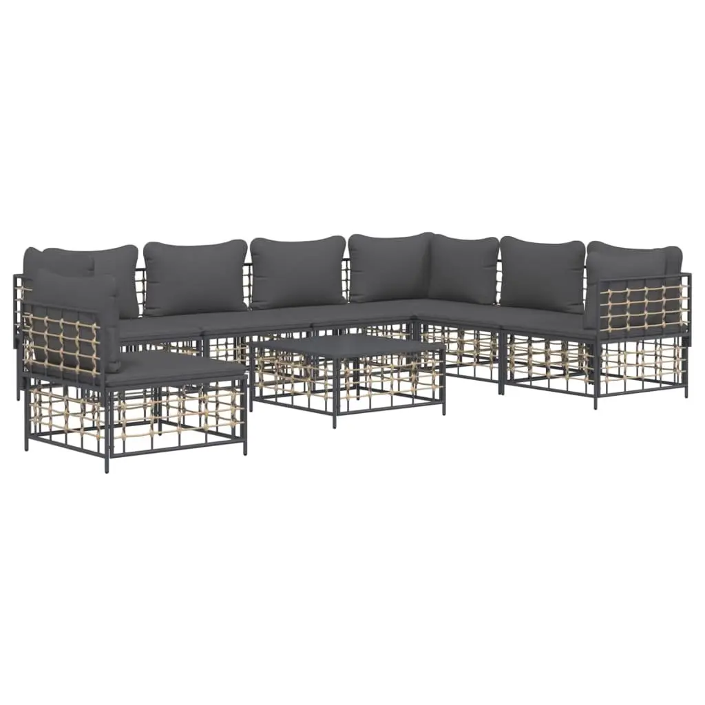 Garden Lounge Set 8 Piece Outdoor Seating Anthracite Poly Rattan