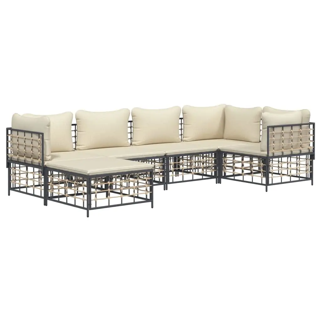 Garden Lounge Set 6 Piece Outdoor Sofa Sectional Poly Rattan Anthracite