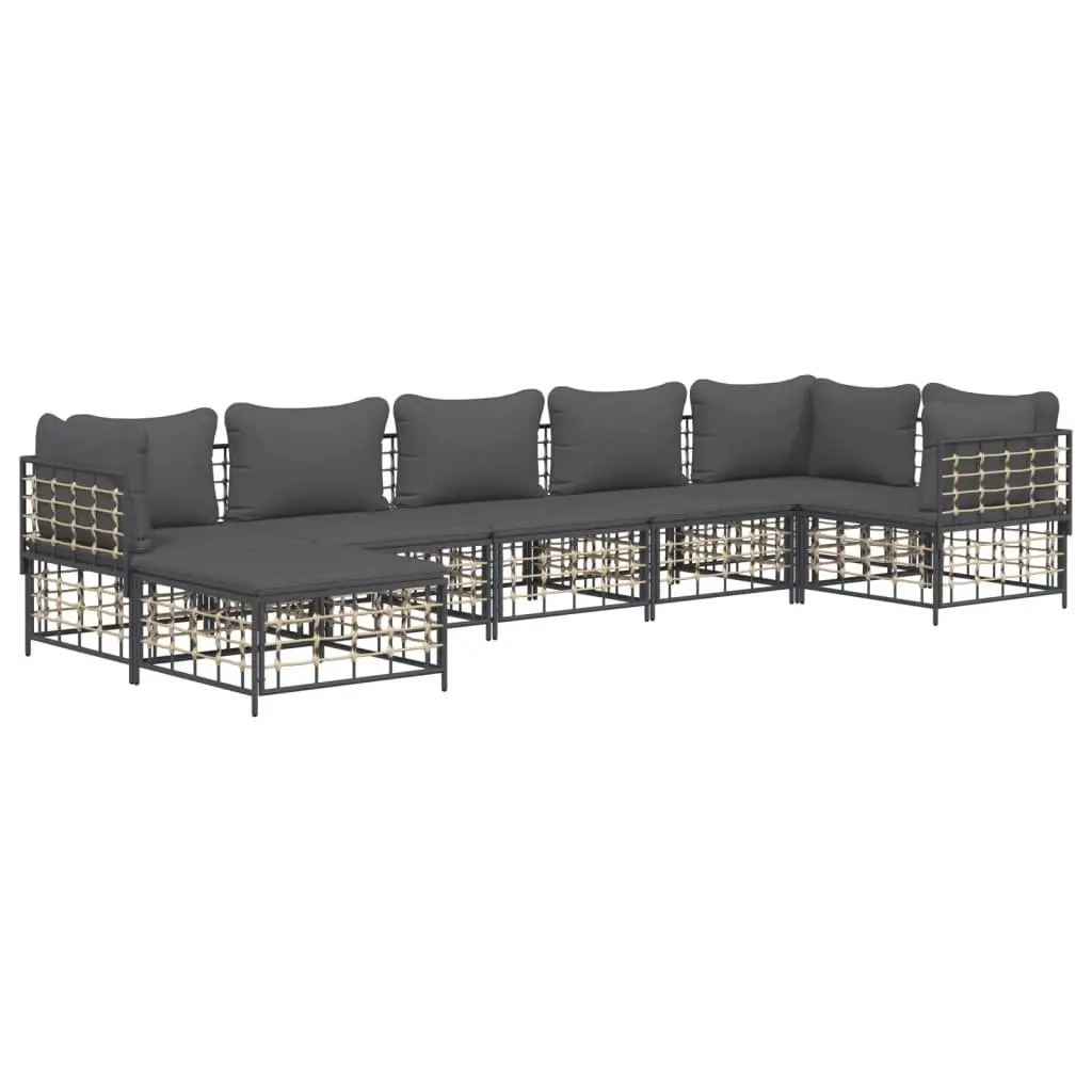 7 Piece Garden Lounge Set Outdoor Sofa Poly Rattan Anthracite