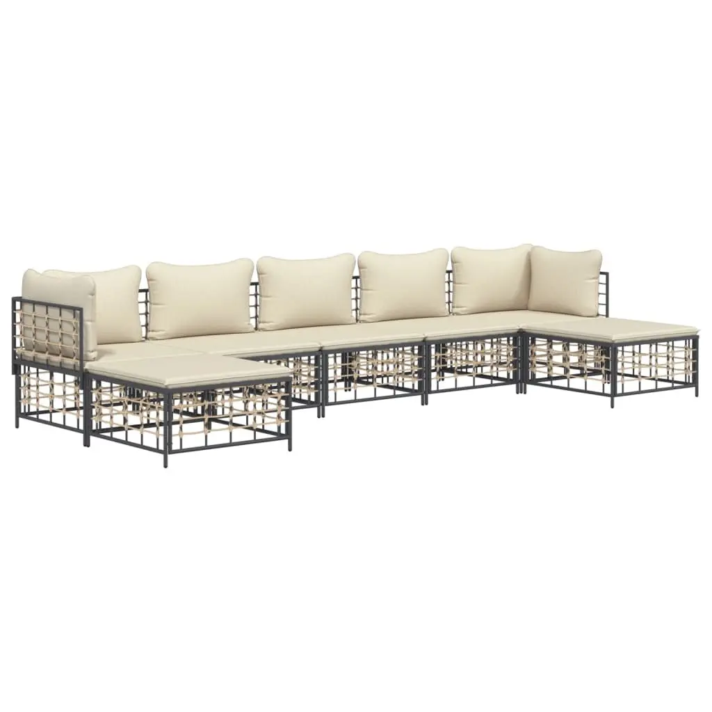 Garden Lounge Set 7 Piece Outdoor Seating Poly Rattan Anthracite