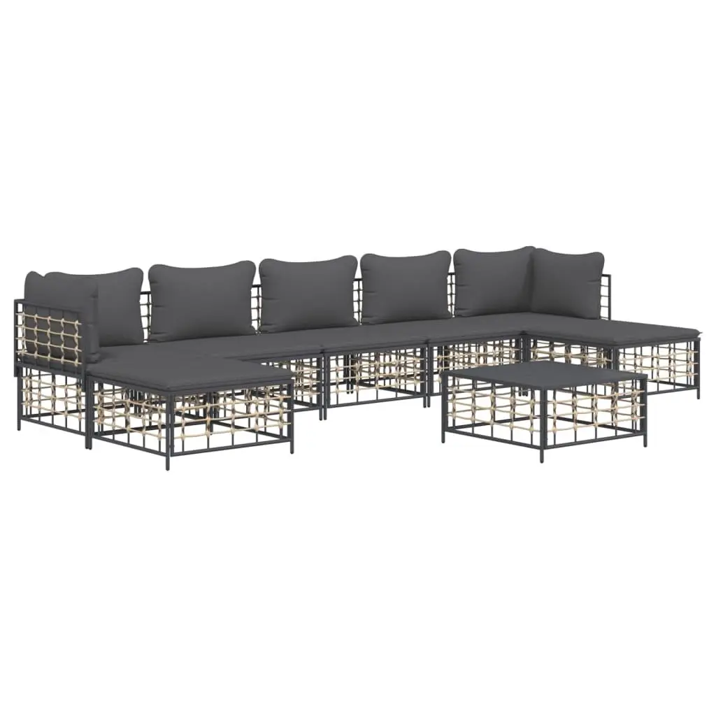 Outdoor Lounge Set Garden Seating 8 Piece Poly Rattan with Cushions Anthracite