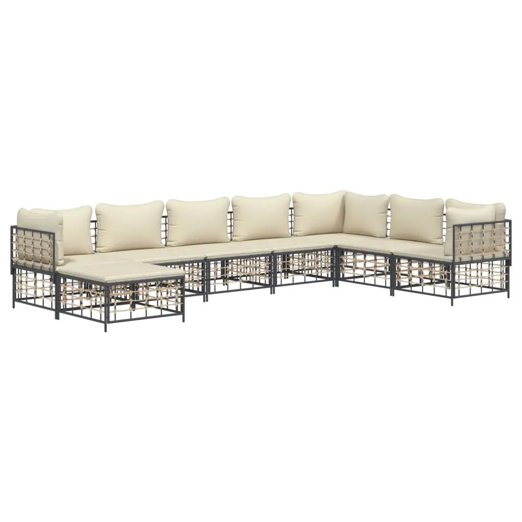Outdoor Lounge Set 8 Piece Modular Seating Anthracite with Cushions