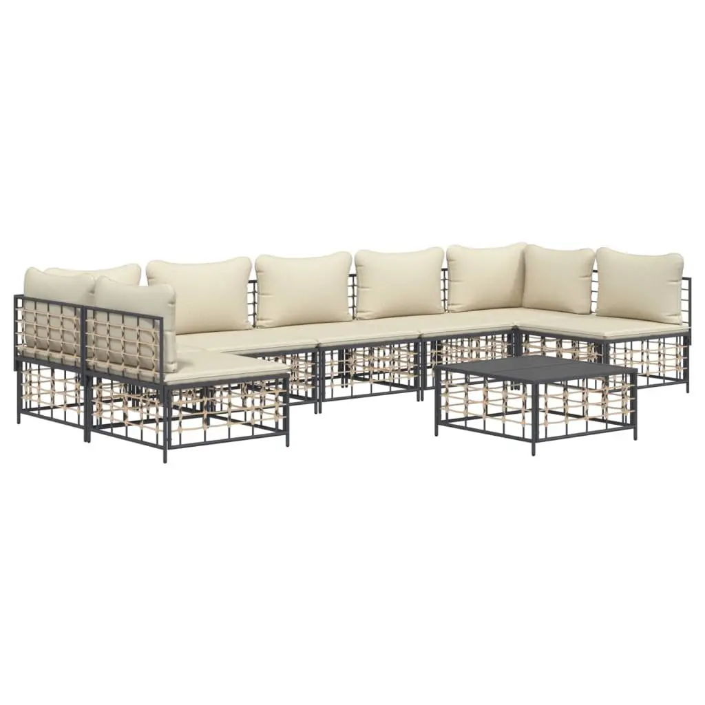 8 Piece Garden Lounge Set Outdoor Sofa Set Anthracite Poly Rattan