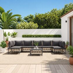 Comfortable 8 Piece Garden Sofa Set with Cushions