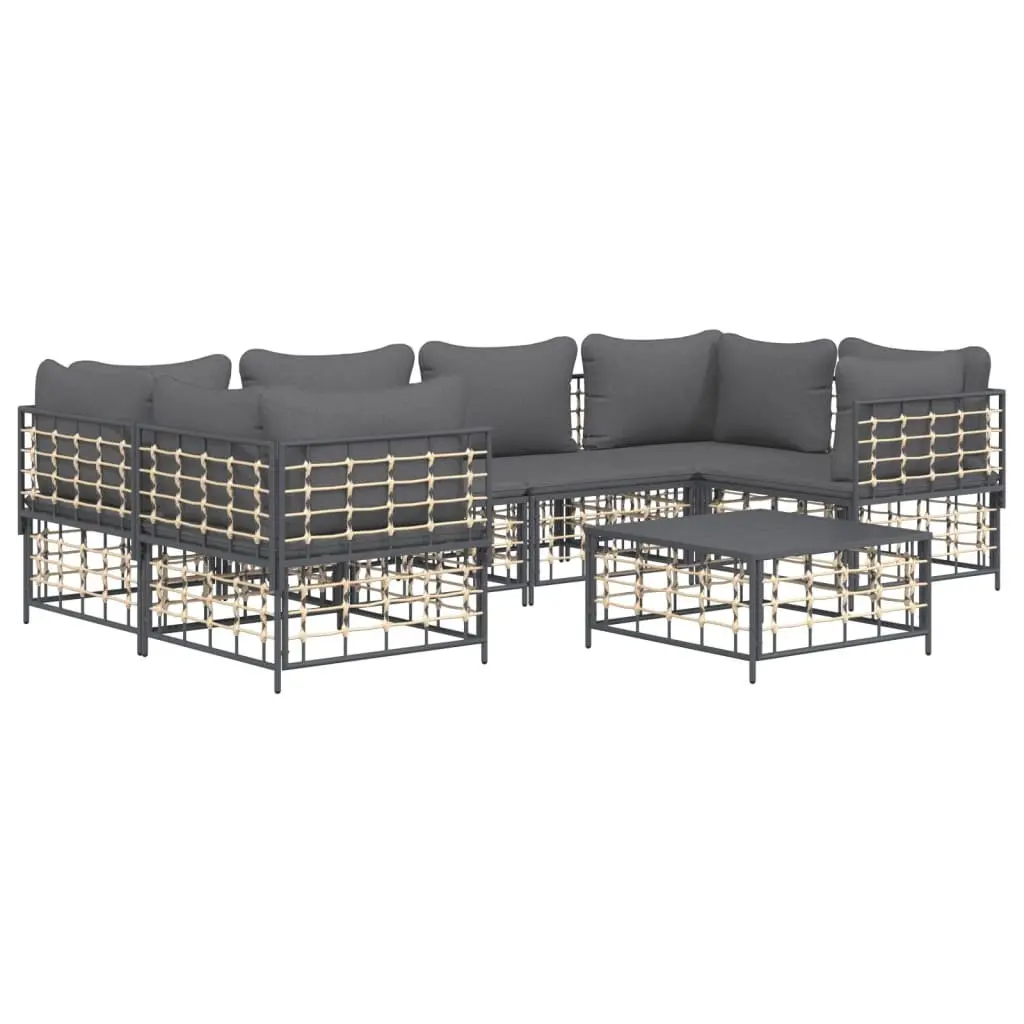 7 Piece Garden Lounge Set Outdoor Sofa Anthracite Poly Rattan